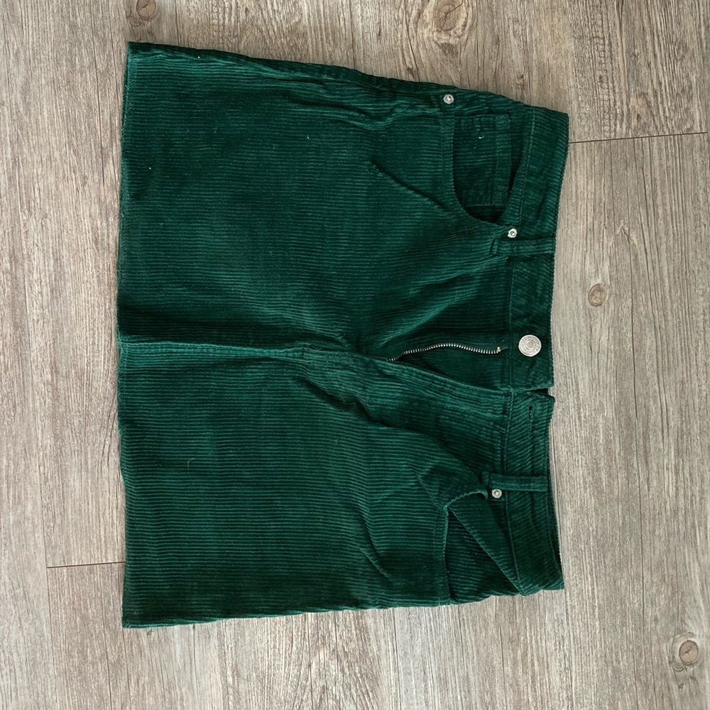 Emerald green suede mini skirt